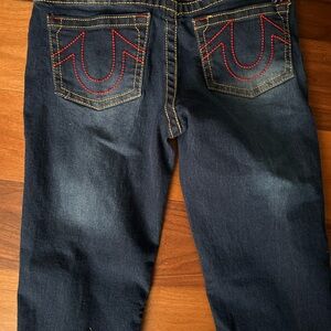 True Religion Dark Blue Jeans with Red Stitching